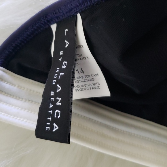 La Blanca Blue & White Halter Top Size 14 - Picture 8 of 8